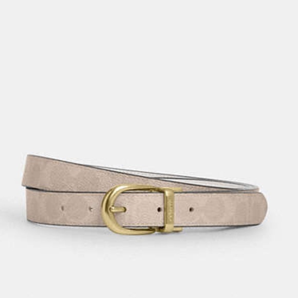 New Coach Classic Buckle Cut To Size Reversible Belt 25 Mm Sand/Chalk CX057 $128 - Picture 1 of 5